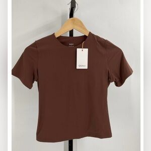 NWT - Quince Women's Second Skin Cropped T-Shirt Brown (color of the year)